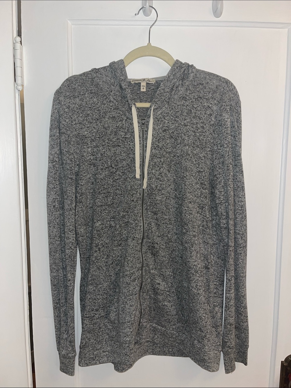 Express Gray Hooded Zip-Up Sweatshirt